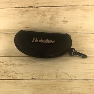 Hulislem Black Hard Shell Sunglasses Case Zippered Mesh Protective Cover